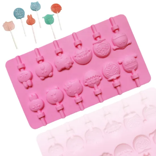 911 Factory Silicone Lollipop Mold: Cartoon Head Shape 12 Cavity Chocolate Mold for Candy and Resin Making, BPA Free