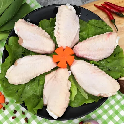 Fried chicken mid-wings wrapped in flour