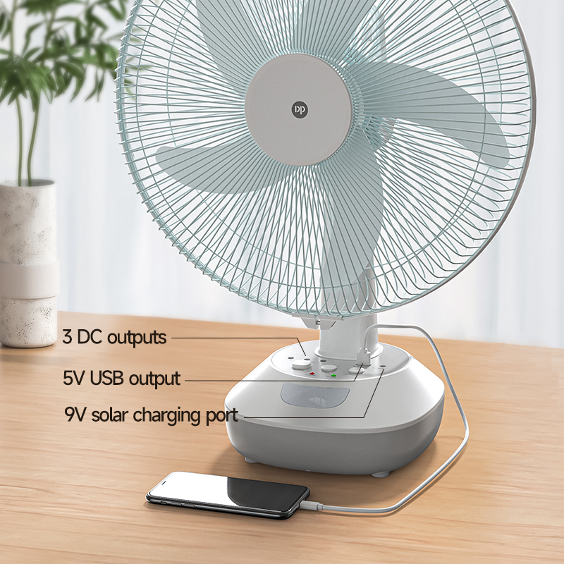 16 inch Rechargeable Bench fan Solar Lighting System