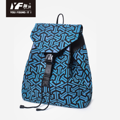 School Backpacks Geometric PU leather luminous drawstring backpack bag Supplier