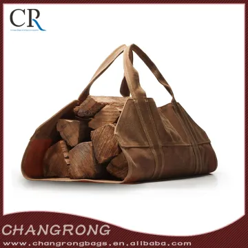 custom high quality waxed canvas log tote bag