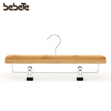 Engraved Bamboo Pants Hanger with Clips