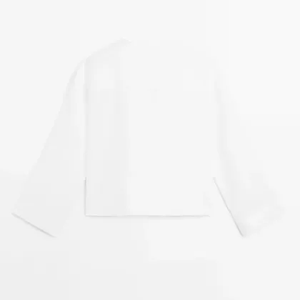 Women's breathable stand up collar linen shirt long sleeved top