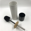 Cepillo de plástico para tazón de inodoro/tapa de bambú