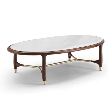 Solid Wood Italian North American Black Walnut Marble Round Dining Table