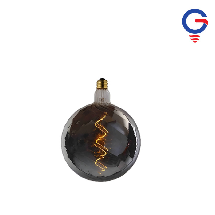 Charcoal Black Spiral Textured Glass Globe LED Bulb