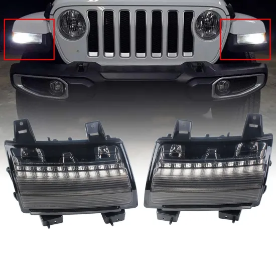 White LED Daytime Running Turn Signal Lights Fender DRL for Jeep Wrangler JL European High Config