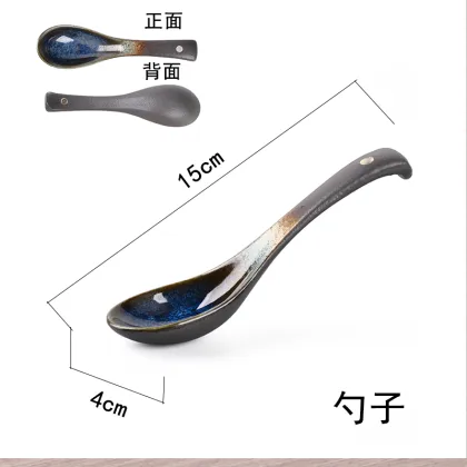 Japanese Ceramic Ramen Spoon - Gradient Blue