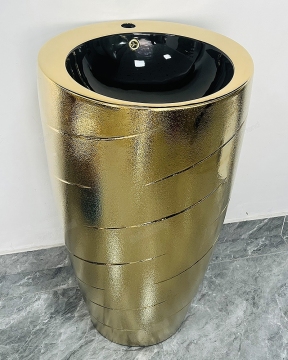 Royal Style Luxury Gold Plated Ceramic Basin with Stand