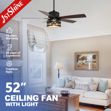 1stshine Rustic Ceiling Fan with Light and Remote