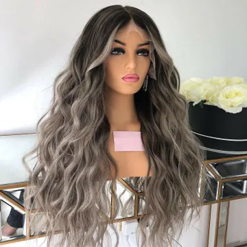 factory OEM & ODM black and grey natural look curly human hair wigs, mixed dark grey ombre human hair wig