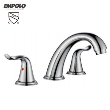 Deck Mounted Basin Faucet Double Handle Brass Bathroom Tap