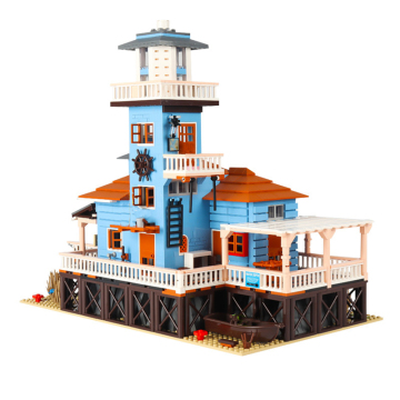 PG-12002: Build Your Own Lighthouse Fisherman Series Seaside Villa - 2375pcs DIY Creative Educational Toy for Children