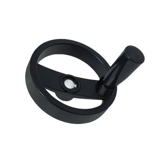 High Quality 140mm 250mm Aluminum Alloy Black Double Spoked Handwheel with Folding Handle