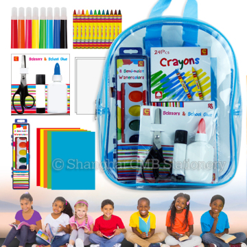 China Clear PVC School Bags Online for Girls with Coloring Set