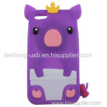 แฟชั่นมงกุฎหมูผิวซิลิโคนโทรศัพท์ครอบคลุมกรณีสำหรับ Iphone