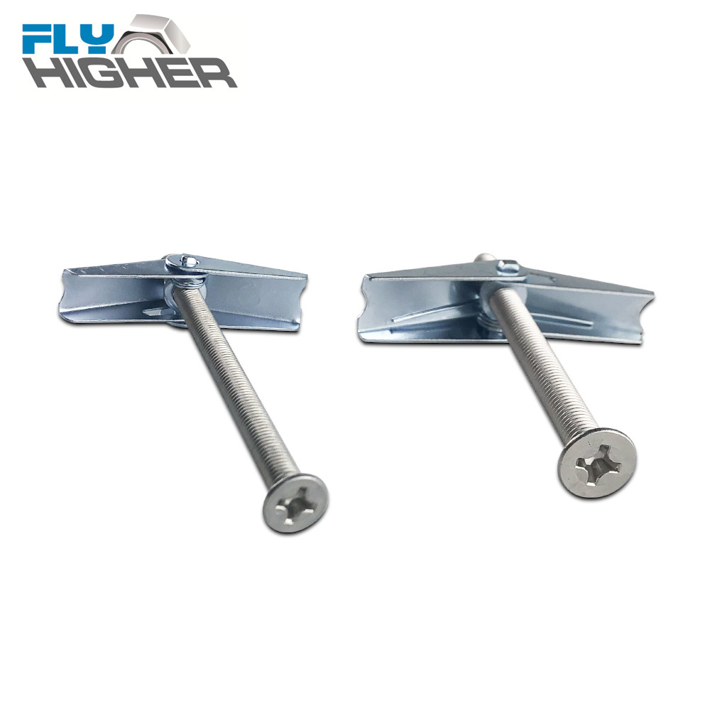 M3/4/5/6/8 Plasterboard Hollow Wall Cavity Wall Fixing Spring Toggle Anchor with Stainless steel countersunk screw