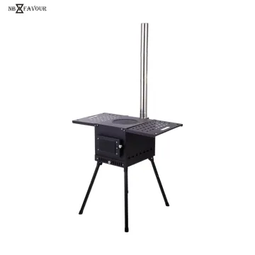 Multi-Purpose Portable Camping Wood Stove Tent Barbecue Stove Carbon Steel Wood Tent Stove with Stainless Steel Pipe