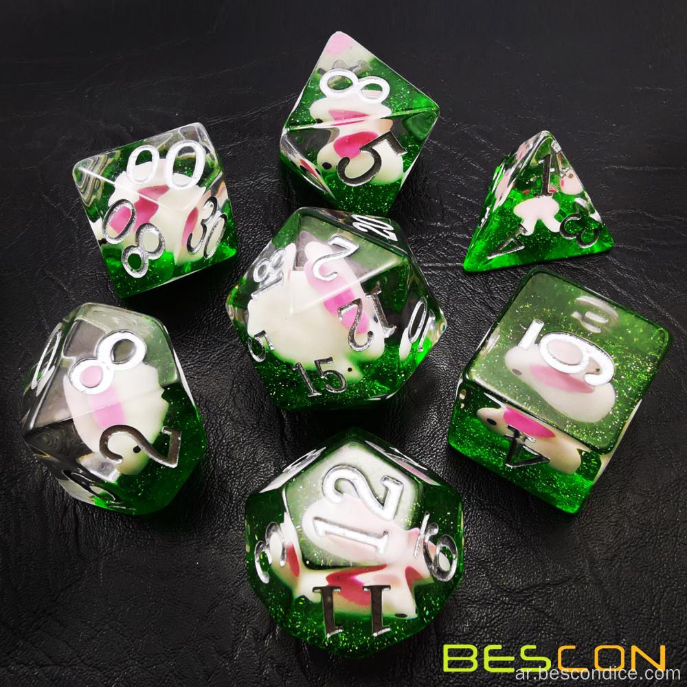 Bescon progcon dnd dice dice مجموعة من الأرانب ، Giant 7pcs rabbit polyhedral d & d set ، زنزانات كبيرة الحجم ونهر التنين