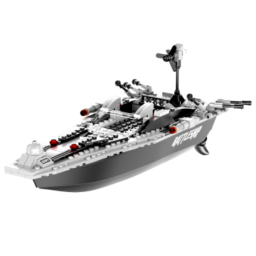 V108 RC Boat Building Kit: The Ultimate City Police Military Battleship Toy Set for Kids - 168pcs DIY Creative Playset Inspired by the Ocean