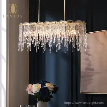 Melting ice shape creative design glass pendant light for villa living room hotel lobby