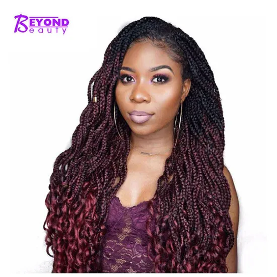 Curly crochet Box braided hair Pre Looped Goddess box braids Wavy Locs crochet hair ombre synthetic braiding Hair curly