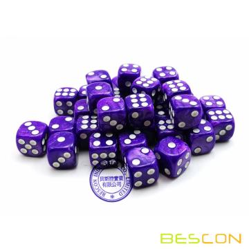 Bescon 12 mm 6 caras Dice 36 en Brick Box, 12 mm Six Sided Die (36) Bloque de dados, Marble Purple