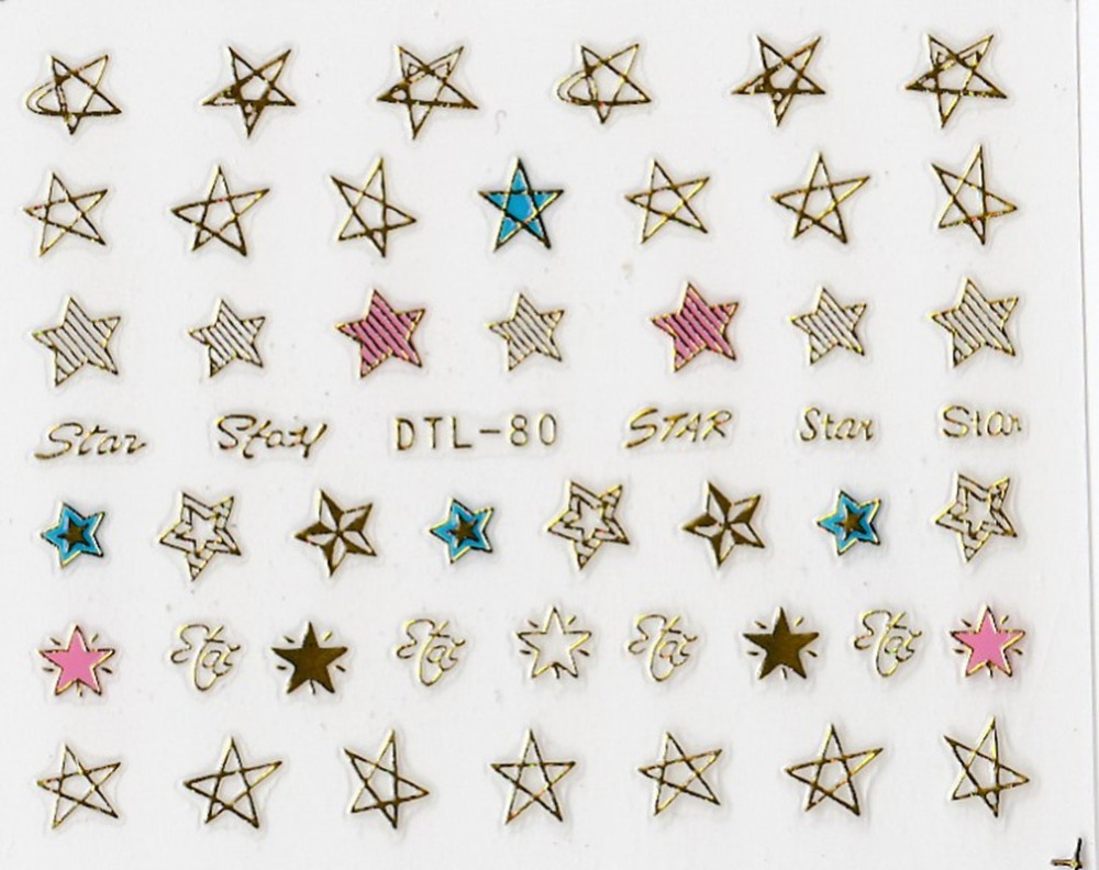 1 Sheet 3D Nail Stickers Geo Heart Star Sticker Decals Adhesive Manicure Nail Art Tips Decoration