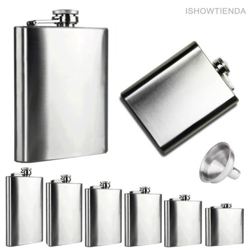 Boom Fashion 6 Sizes 4oz-10oz Stainless Steel Pocket Hip Flask Retro Whiskey Flask Liquor Screw Cap With Funnel