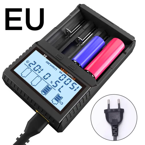 R4-newQQQ 4-Slot Portable Electric Charger for 18650, AA, AAA Lithium & Lifepo4 Batteries - 1.2V Voltage ABS with EU Socket Standard