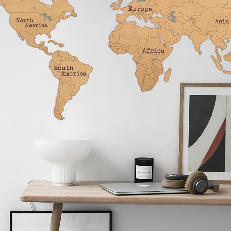 Custom fashion cork Wall Decoration Map