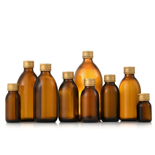 Cough Syrup Amber Round Pharmaceutical Glass Bottle