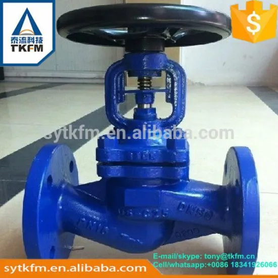 2015 TKFM hot sale gas oil medium DIN bellow seal globe control valve
