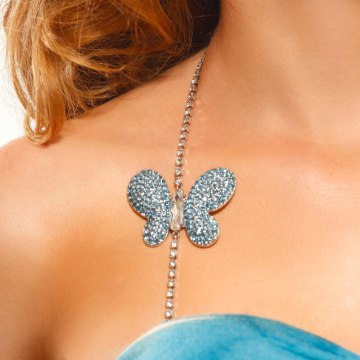 Brave Light Butterfly Shoulder Strap Bra with Crystal Chains for Bride Dress Accessories