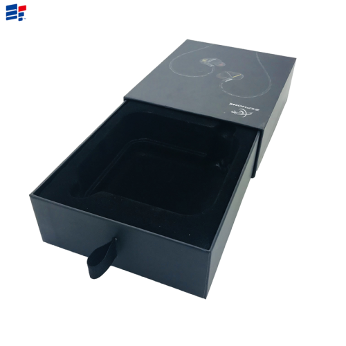 Simple black earphone drawer gift box