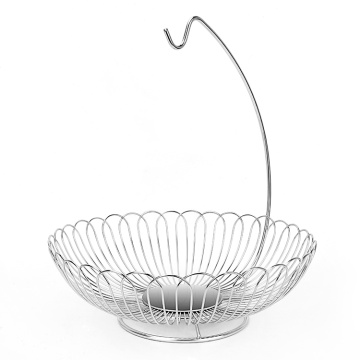 wire basket metal chrome hanging fruit basket