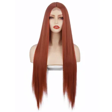 Natural Cosplay High Quality Long Cheap 30 Inch Synthetic Hair Fiber Wigs Pre Plucked Hair Line Wig Frontal Lace Black Women