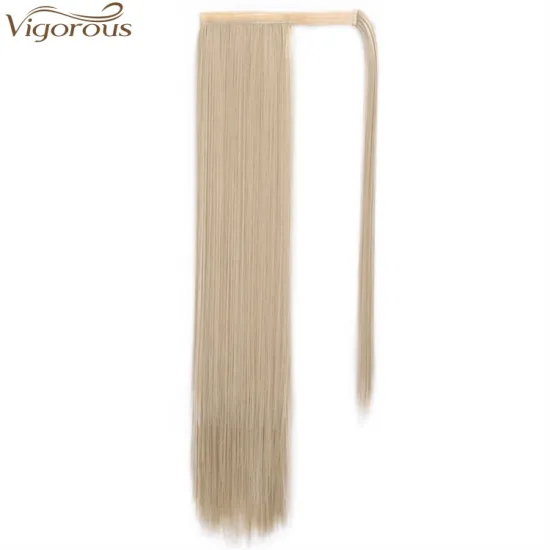 Vigorous 24-613# Color Clip in Ponytail Extension Wrap Around Long Straight Hair Extension 22 inch Synthetic Hairpiece