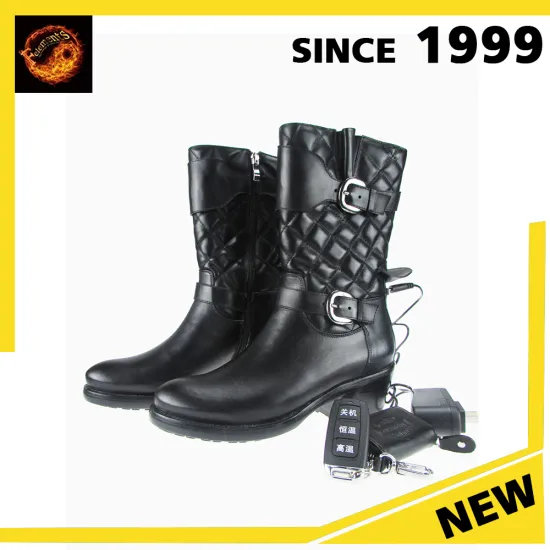 2016 Global electric heated Leather knee high winter warm wool indoor shoes fashion ladies boots