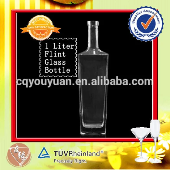 1 Liter large clear glass bottle weight for whiskey