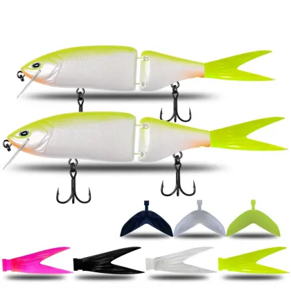 Multi Jointed Trolling Lures: Big Game Floating Hard Bait with Soft Tail for Bass