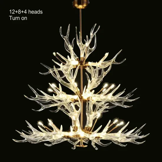 European Postmodern Acrylic Antler Chandelier for Villa and Hotel Lobby Lighting