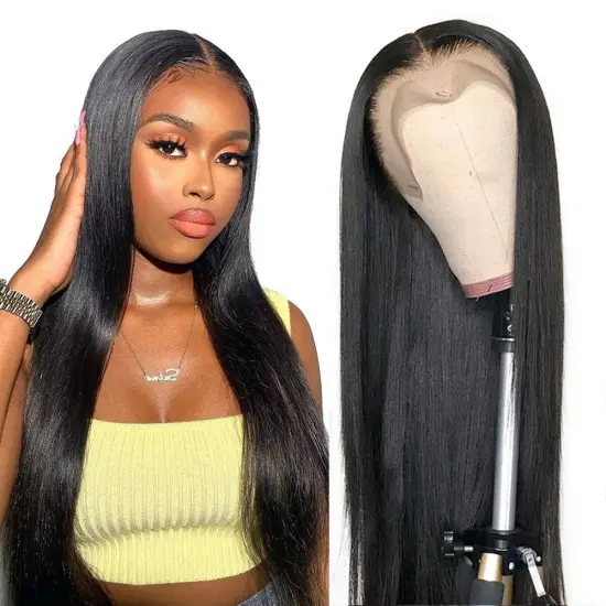 Cheap Natural Straight Human Hair Wigs,Water Wave And Brazilian Wigs,40 Inch 100% Human Hair Full Lace Front Wig With Baby Hair