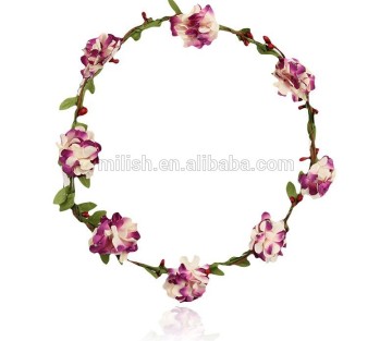 FG-0012 wholesale bridal wedding artificial wicker flower garland/ flower head wreath