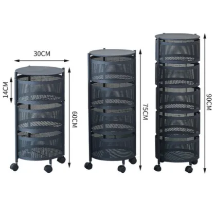 Rotating Steel Kitchen Storage Rack - Multifunctional Household Vegetable Storage Solution