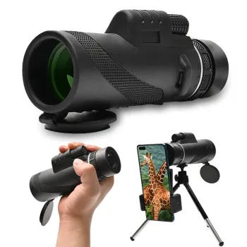 Professional Portable Monocular Scope: 10x42 and 12x50 Optics, Waterproof & Compatible with Mobile Phone and Tripod