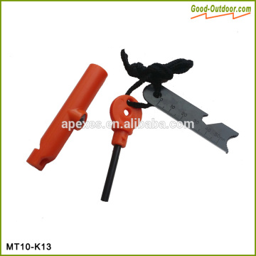 6 in 1 Multi-function Flint FIre stater with compass whistle can opener etc