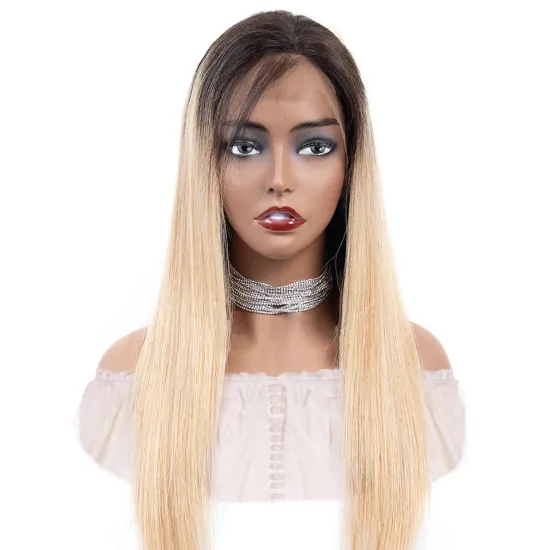 13x4 Swiss Lace Frontal Straight Wig Ombre 1B 27 Color Raw Unprocessed Brazilian 100% Cuticle Aligned Human Hair Lace Front Wigs