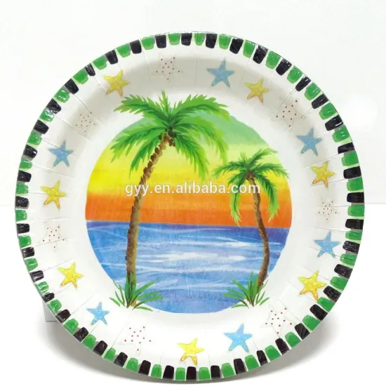 Disposable Paper Plate, Disposable Paper Dishes, Printed Paper Plate