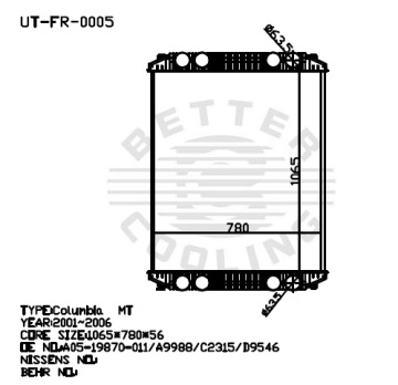 Radiatore di camion per FREIGHTLINER COLUMBIA(01-06)